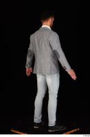  Larry Steel black shoes business dressed grey suit jacket jeans standing white shirt whole body 0014.jpg